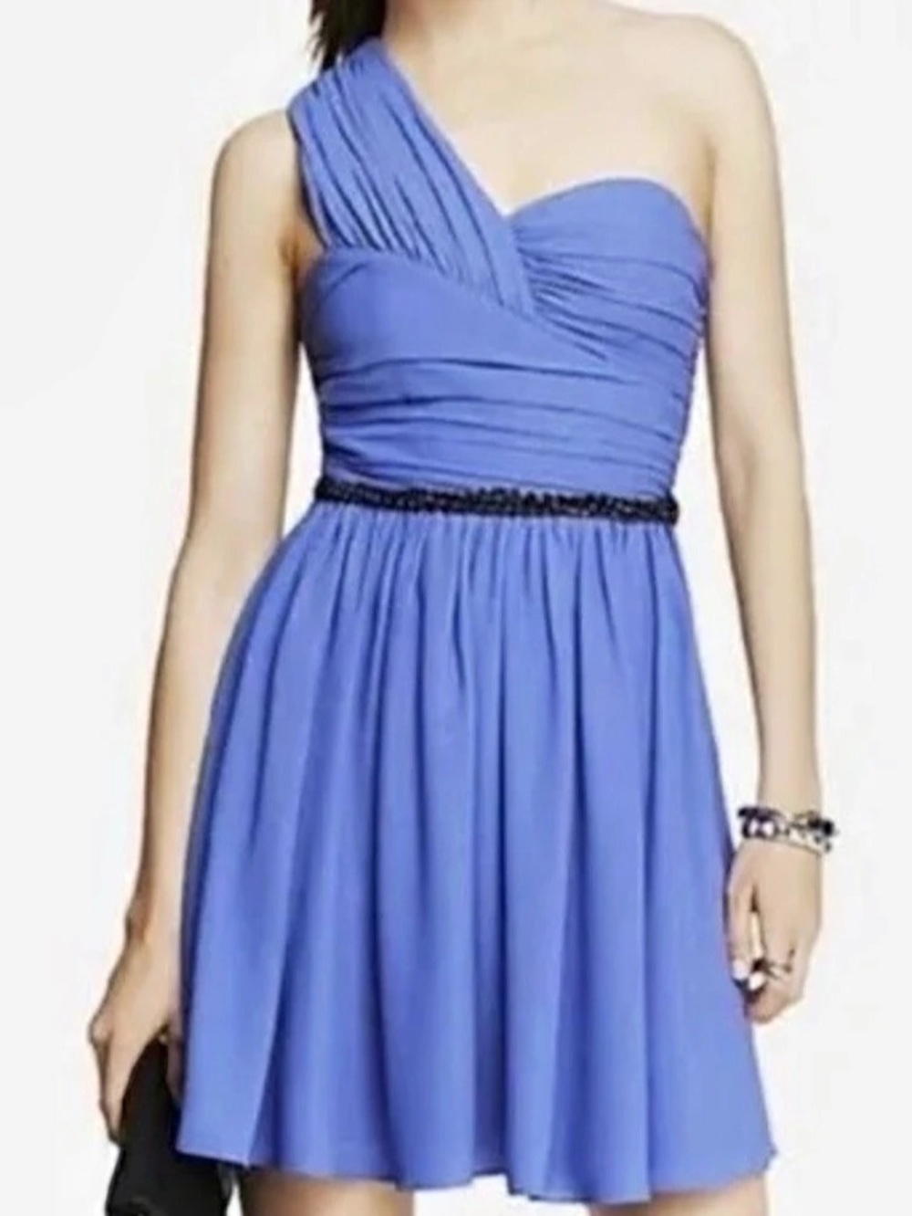 NWT Express Blue One Shoulder Pleated Cocktail Dress Size 10